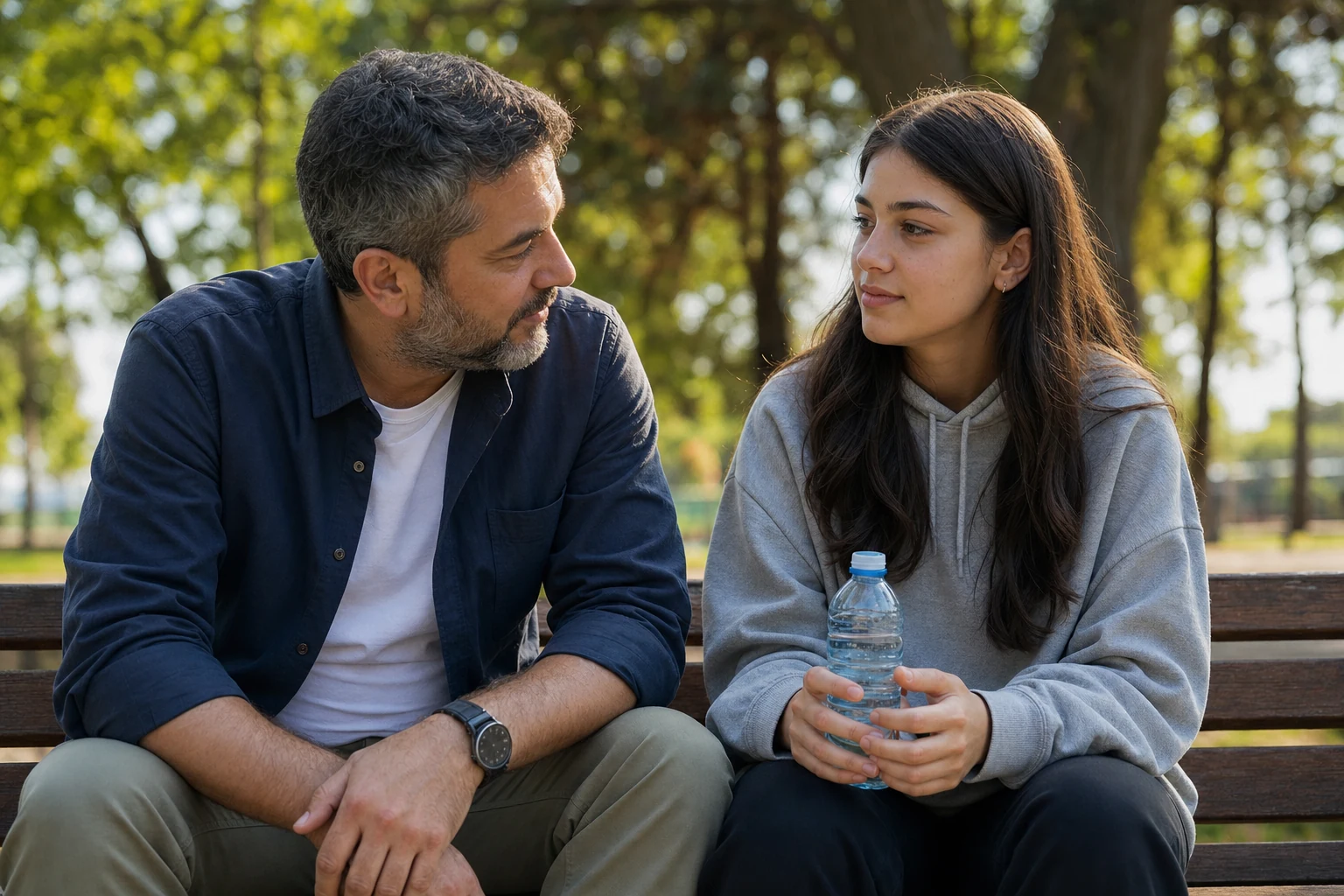 Ein Vater spricht mit seiner jugendlichen Tochter über Emotionsregulation