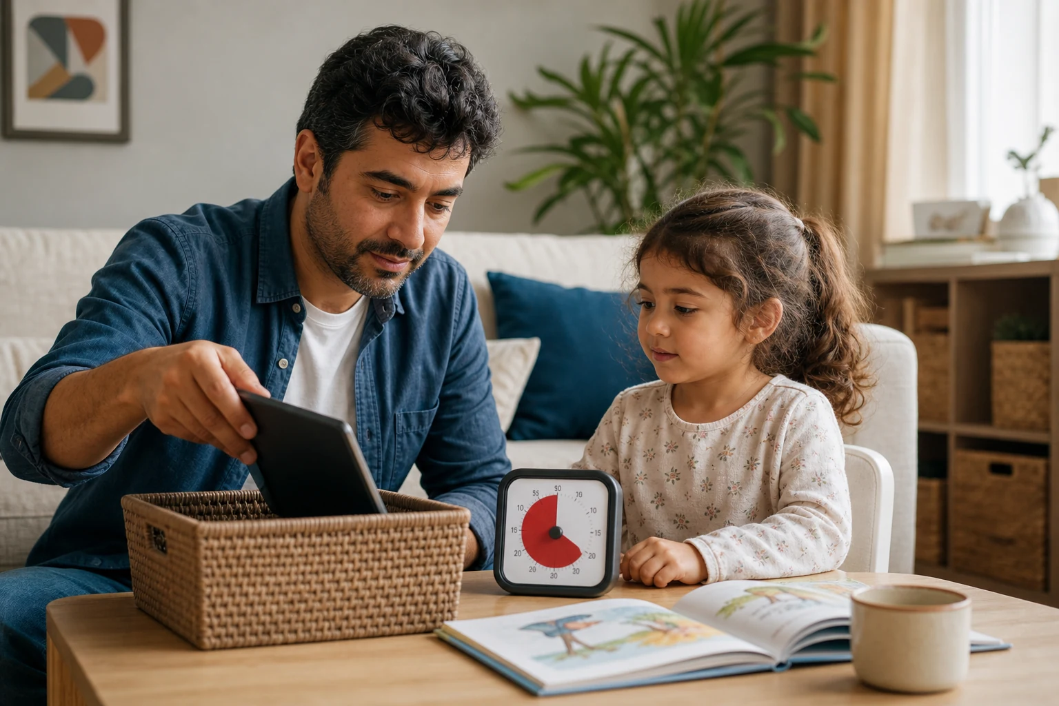 Un padre y su hija terminan juntos el tiempo de pantalla