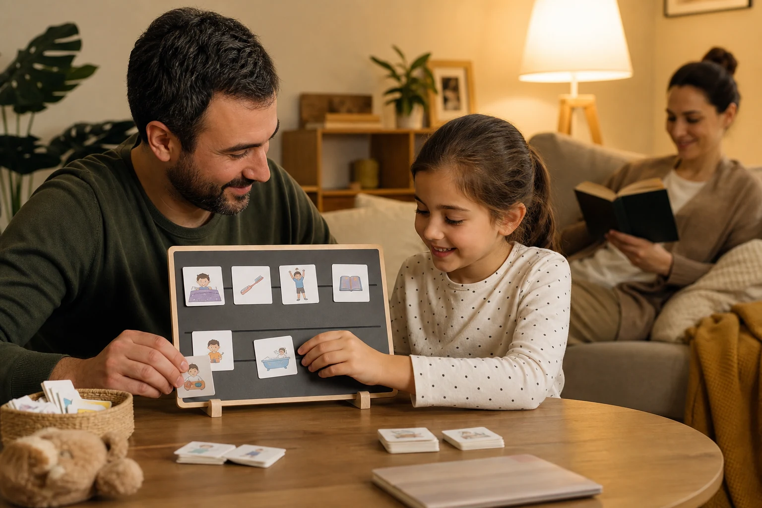 Aile uyku rutini için esnek görsel program hazırlıyor